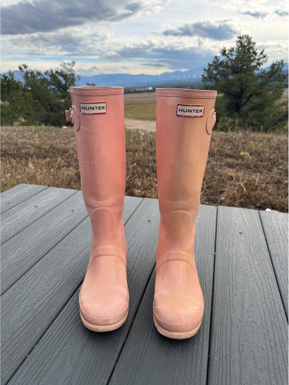 Hunter Original Gloss Tall Pink Rain Boots Womens Size 7 US